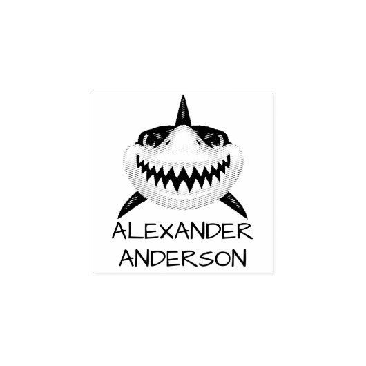 Scary Shark Personalize Rubberstempel (Afrduk)