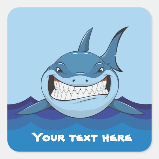 Scary shark tekst toevoegen Square Sticker (Voorkant)