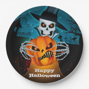 Scary Skeleton Halloween Papieren Bordje