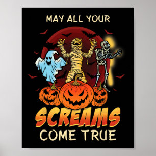 Scary Skeleton Monsters Ghost Funny Lazy Creepy Ha Poster