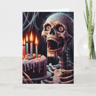 Scary Skeleton Verjaardag Gevouwen Wenskaart Kaart