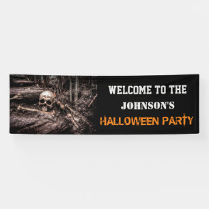 Scary Skull and Botten Halloween Party Banner