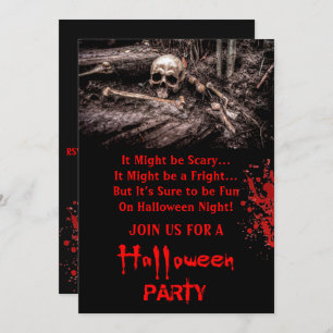 Scary Skull and Botten Halloween Party  Kaart