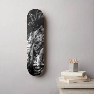 Scary Skull Black & White Happy Halloween Skateboard