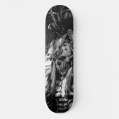 Scary Skull Black & White Happy Halloween Skateboard (Voorkant)