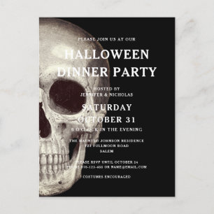 Scary Skull Halloween Diner Fête Invitation