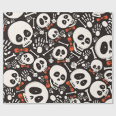 Scary Skull Halloween Pattern Cadeaupapier (Vlak)