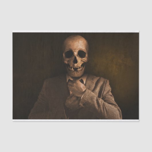 Scary Skull Man in Suit Tissuepapier (Voorkant)