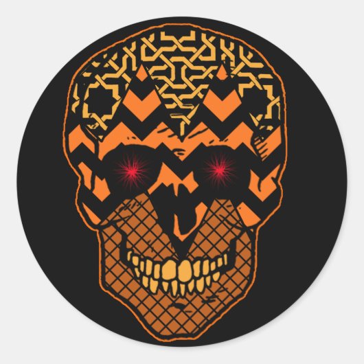 Scary Skull Sticker op zwarte achtergrond (Voorkant)