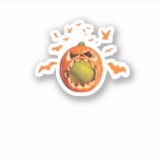 Scary Softball Jack O39Lantern Pumpkin Halloween S Sticker (Voorkant)
