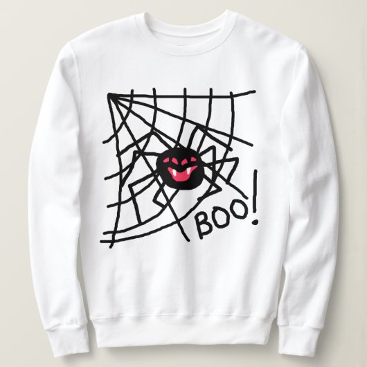 Scary Spider on Web Halloween Sweatshirt (Design voorkant)