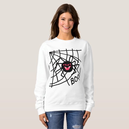 Scary Spider on Web Halloween Sweatshirt (Voorkant volledig)
