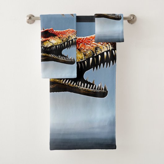 Scary Spinosaurus Dinosaur, Bath Towel Set Bad Handdoek (Insitu)