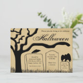 Scary Spooky Halloween Party Invitation Kaart (Staand voorkant)