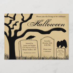 Scary Spooky Halloween Party Invitation Kaart