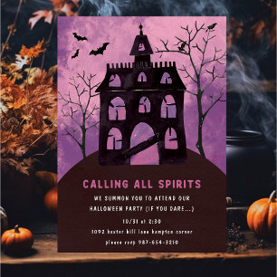 Scary Spooky Haunted House Halloween Fun Party Kaart