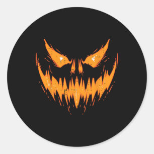 Scary Spooky Jack O Lantern Face Pumpkin Halloween Ronde Sticker