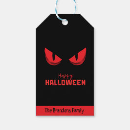 Scary Staring Red Eyes Happy Halloween Gift Label Cadeaulabel