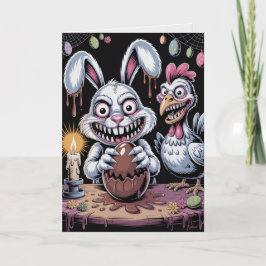 Scary Surreal Horror Easter Card Dark Holiday  Kaart