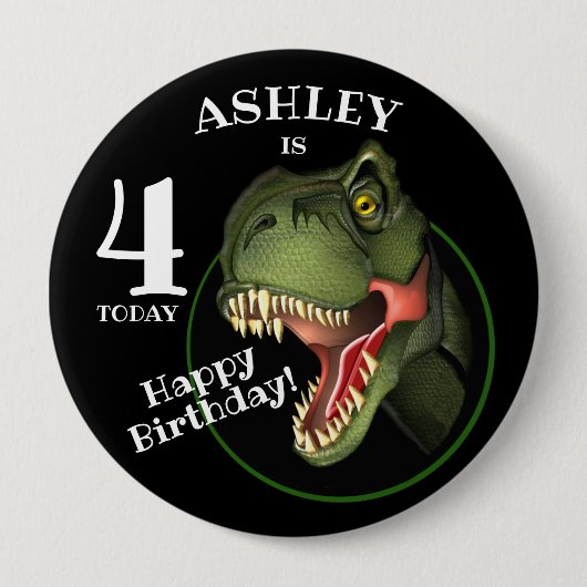 Scary T-Rex Dinosaur Gepersonaliseerd Kinder Leeft Ronde Button 4,0 Cm (Voorkant)