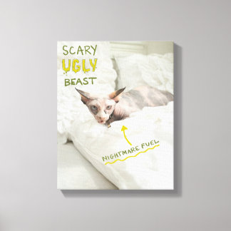 Scary Ugly Cat Canvas Afdruk