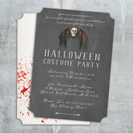 Scary Vampire Bat Wings Skull Halloween Party Kaart