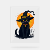 Scary Vintage Chat noir avec Casquette de sorcière