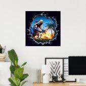 Scary Wall Breakout Dinosaur T-Rex Poster Print (Bureau à domicile)
