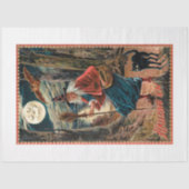 Scary  Witch in Moonlight met Black Cat Tissuepapier (Voorkant)