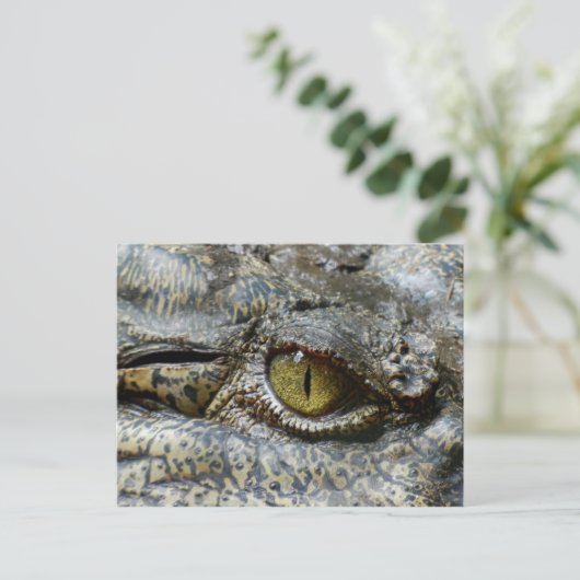 Scary Yellow Eye of Crocodile Briefkaart (Staand voorkant)
