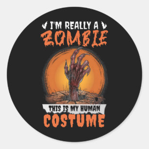 Scary Zombie Funny Halloween Kostuum Creepy Grave Ronde Sticker