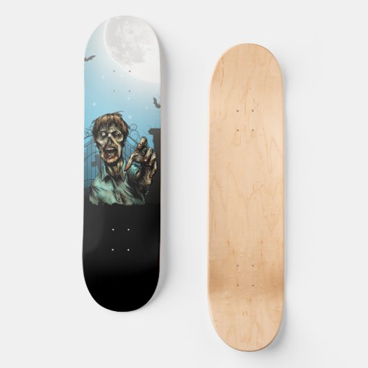 Scary Zombie Graveyard Full Moon Funny Skateboard (Voorkant)