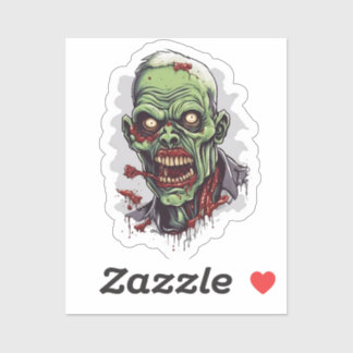 Scary Zombie Head Horror Sticker