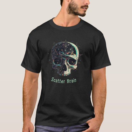 Scatter Brain Skull - Cool Deep Thinker Skull T-shirt (Voorkant)