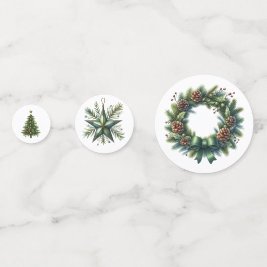 Scatter ou Confetti de table de Noël verte (Derrière)