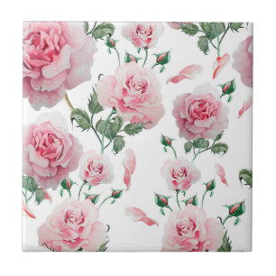 Scatter Pink Roses Pattern Tegeltje