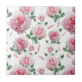 Scatter Pink Roses Pattern Tegeltje (Voorkant)