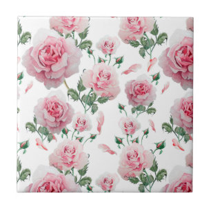 Scatter Pink Roses Pattern Tegeltje