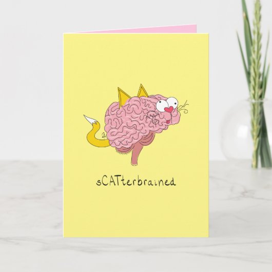 sCATterbrained Cat Cerveau drôle de carte de voeux (Devant)