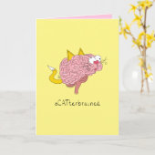 sCATterbrained Cat Cerveau drôle de carte de voeux (Fleur jaune)