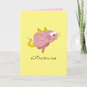 sCATterbrained Cat Cerveau drôle de carte de voeux