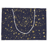 Scattered Gold Navy Blue Stars Groot Cadeauzakje (Achterkant)