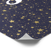 Scattered Gold Navy Blue Stars Poster (Hoek)