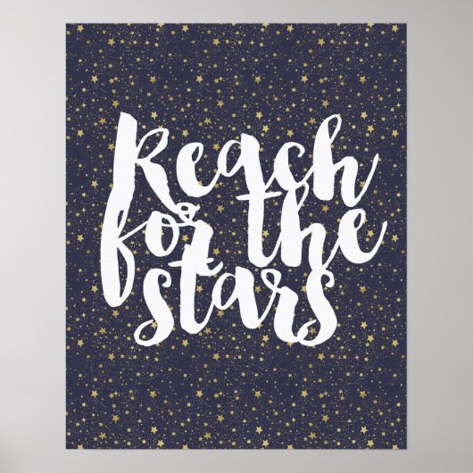 Scattered Gold Navy Blue Stars Poster (Voorkant)