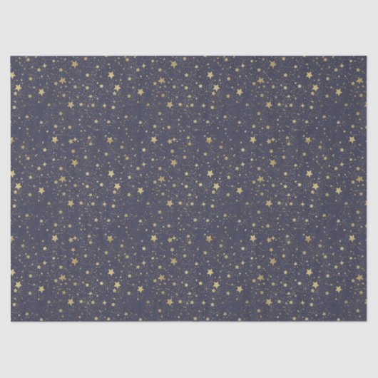 Scattered Gold Navy Blue Stars Tissuepapier (Voorkant)