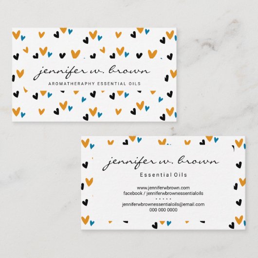 Scattered Hearts Confetti Visitekaartje (Voorkant / Achterkant)