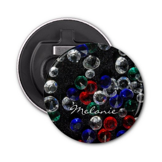 Scattered Jewels and Gemstones Personalised Button Flesopener (Voorkant)