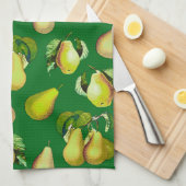 Scattered Pear Print op Emerald Green Theedoek (Quarter Fold)