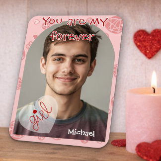 Scattered Red Hearts Valentine Card Magneet