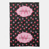 Scattered Waterverf Cherries Monogrammed Theedoek (Verticaal)